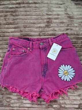 NWT Levi's Dyed Fuscia Pink Upcycled Daisy High-Rise Denim Shorts 10 M